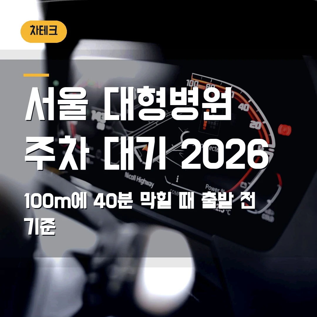 서울 대형병원 주차 대기 2026 — 100m에 40분 막힐 때 출발 전 볼 기준