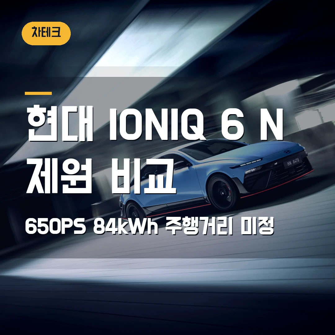 현대 IONIQ 6 N 제원 비교 2026 — 650PS·84kWh·주행거리 미정에서 막힐 때